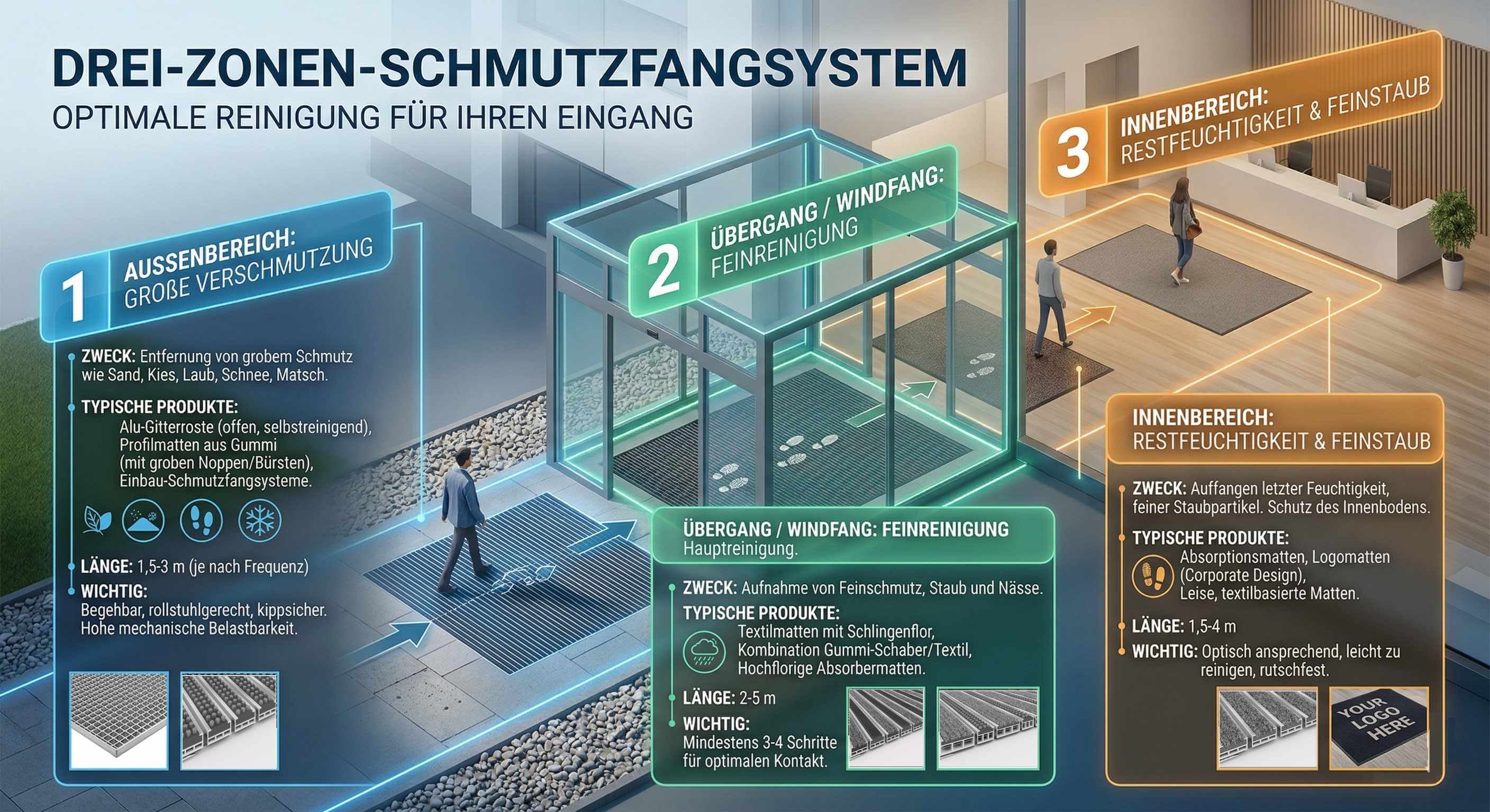 3-Zonen-Schmutzfangsystem